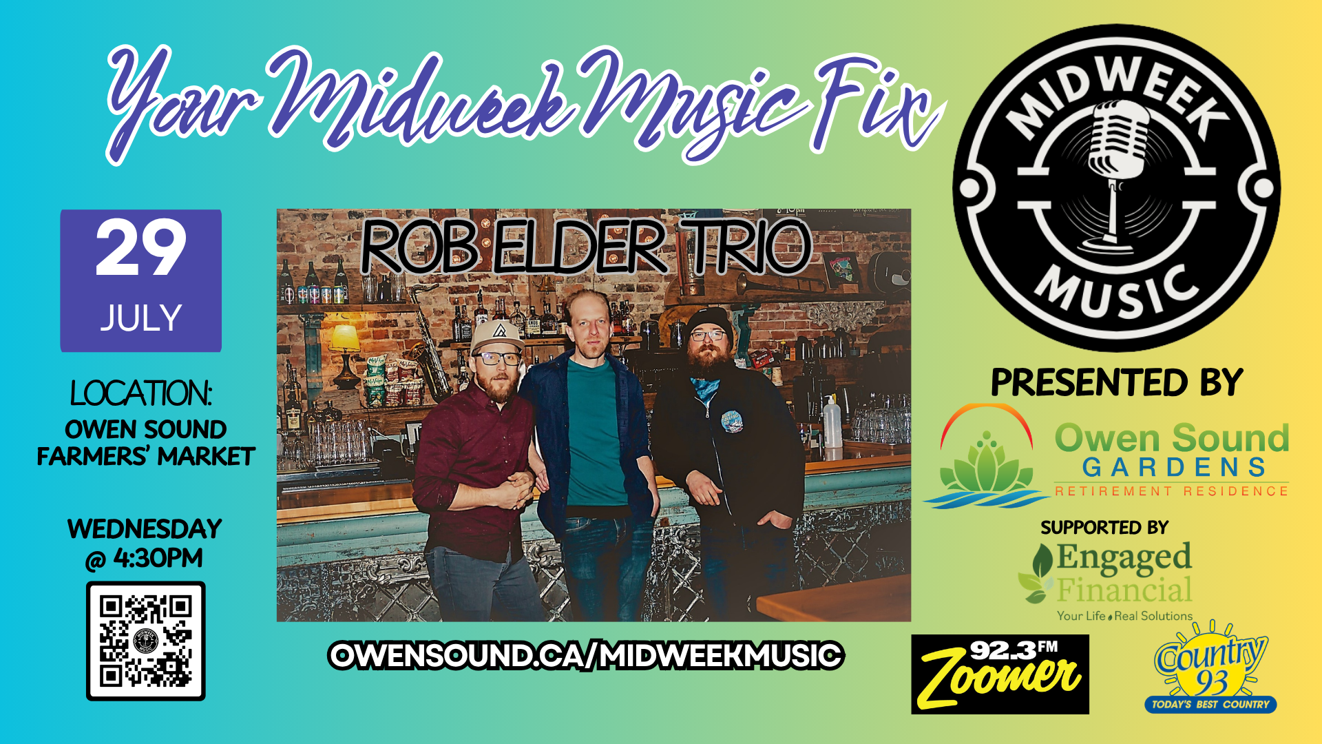 Event image Mid Week Music hosts the Rob Elder Trio at the Owen Sound Farmers' Market